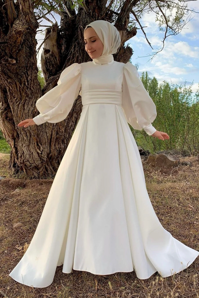 Simple Long Wedding Dress Modest Style