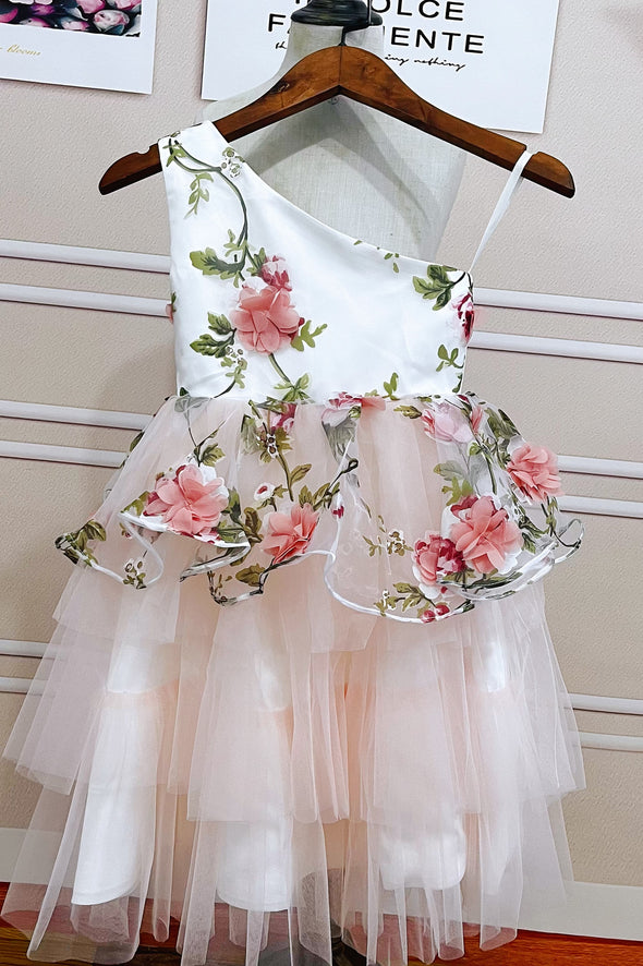 Floral Pink Flower Girl Dresses For Wedding Party Vestido Flores ZF096