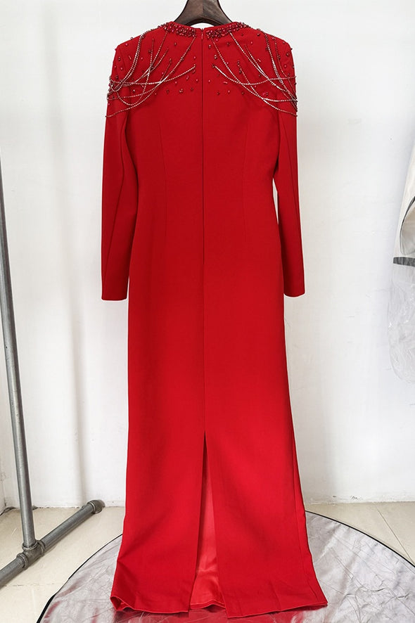 #DZ9394 Heavy Beads Long Evening Formal Dress