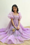 A Line Sweep Long Homecoming Dress Organza