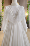 Luxury Muslim Wedding Dress Ruffles Beads Neckline