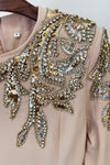 #DZ9379 Long Sleeves Black Champagne Evening Dress With Sequins