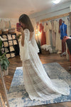 Bohemian Long Flare Sleeves Lace Wedding Dress V Neck Chic