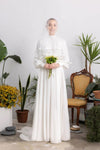 High Neck Full Sleeves A Line Simple Wedding Dresses
