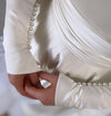 Crew Shoulder Full Sleeves A Line Satin Muslim Wedding Gown