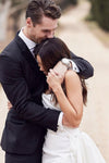 Modest Simple Long Wedding Gown With Split Court Train