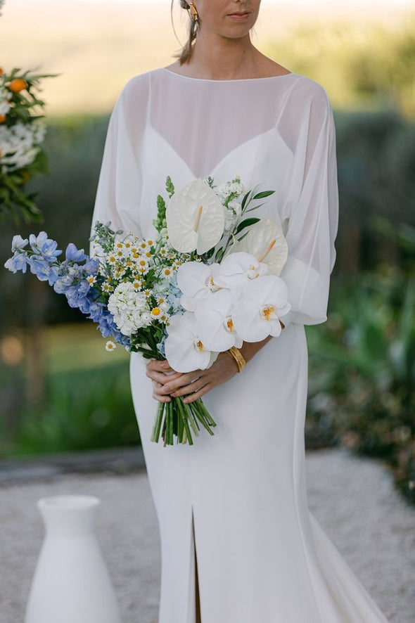 Simple Modest Chiffon Long Mermaid Wedding Dress