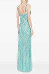 #DZ9392 Fuchsia And Mint Green Long Luxury Women Evening Gown