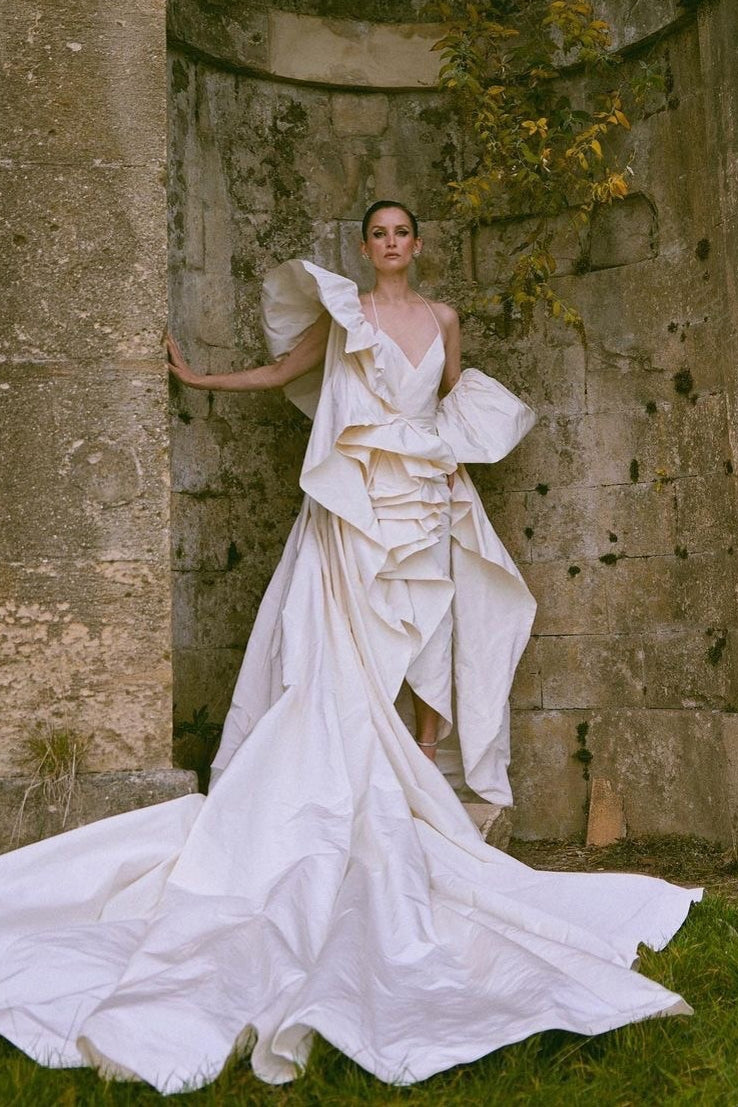 Ivory Long Train Wedding Dress Cape Accessories TANYA BRIDAL Ivory Long Train Wedding Dress Cape Accessories TANYA BRIDAL