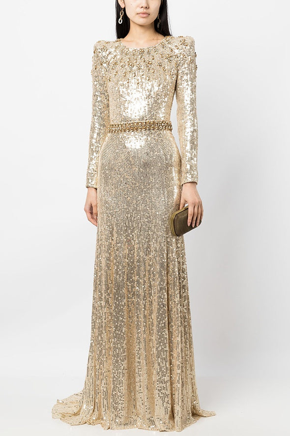 #DZ9390 Shiny Long Bling Bling Women Evening Dress