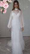 Two Pieces Long Wedding Dress Slit Inside Tulle Outfit