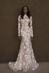 Unique Floral Lace Mermaid Wedding Dresses Muslim Gown Chic DW774