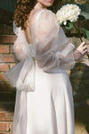 Wedding Cover Up Sheer Organza Wrap Top With Volume Sleeves