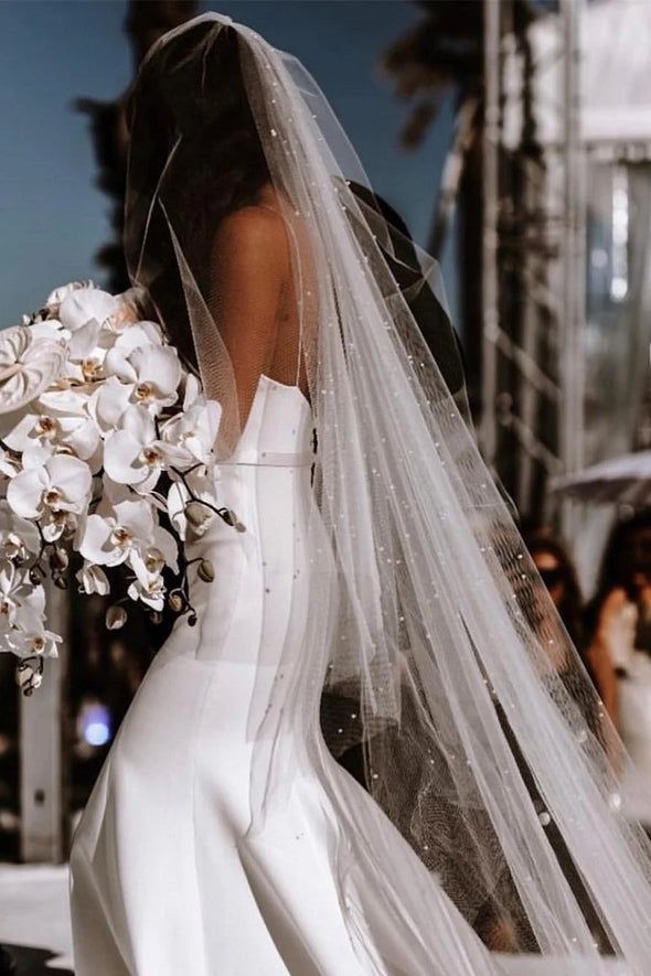 Simple Satin Wedding Dresses Mermaid Long Bridal Gowns 242191411