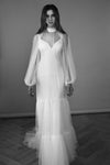 Bohemian Soft Tulle Long Sleeves Wedding Dress Ruffles