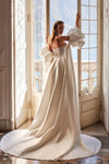 Mikado Satin Puffy Sleeves Long Wedding Cape