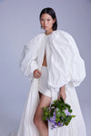 Taffeta Long Wedding Capes With Puff Full Sleeve DJ198