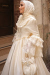#DZ9444 Ivory Muslim Wedding Dress Long Sleeves With Lace