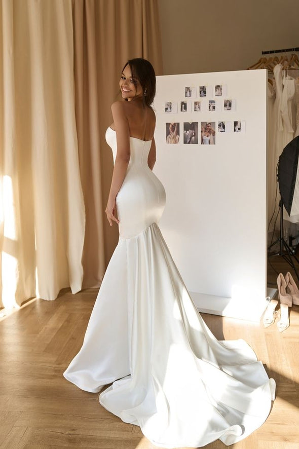 Tanya Bridal Mermaid Long Wedding Dress With Detachable Sleeves