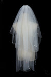 MH06 Short Wedding Veil With Little Pearls Flower