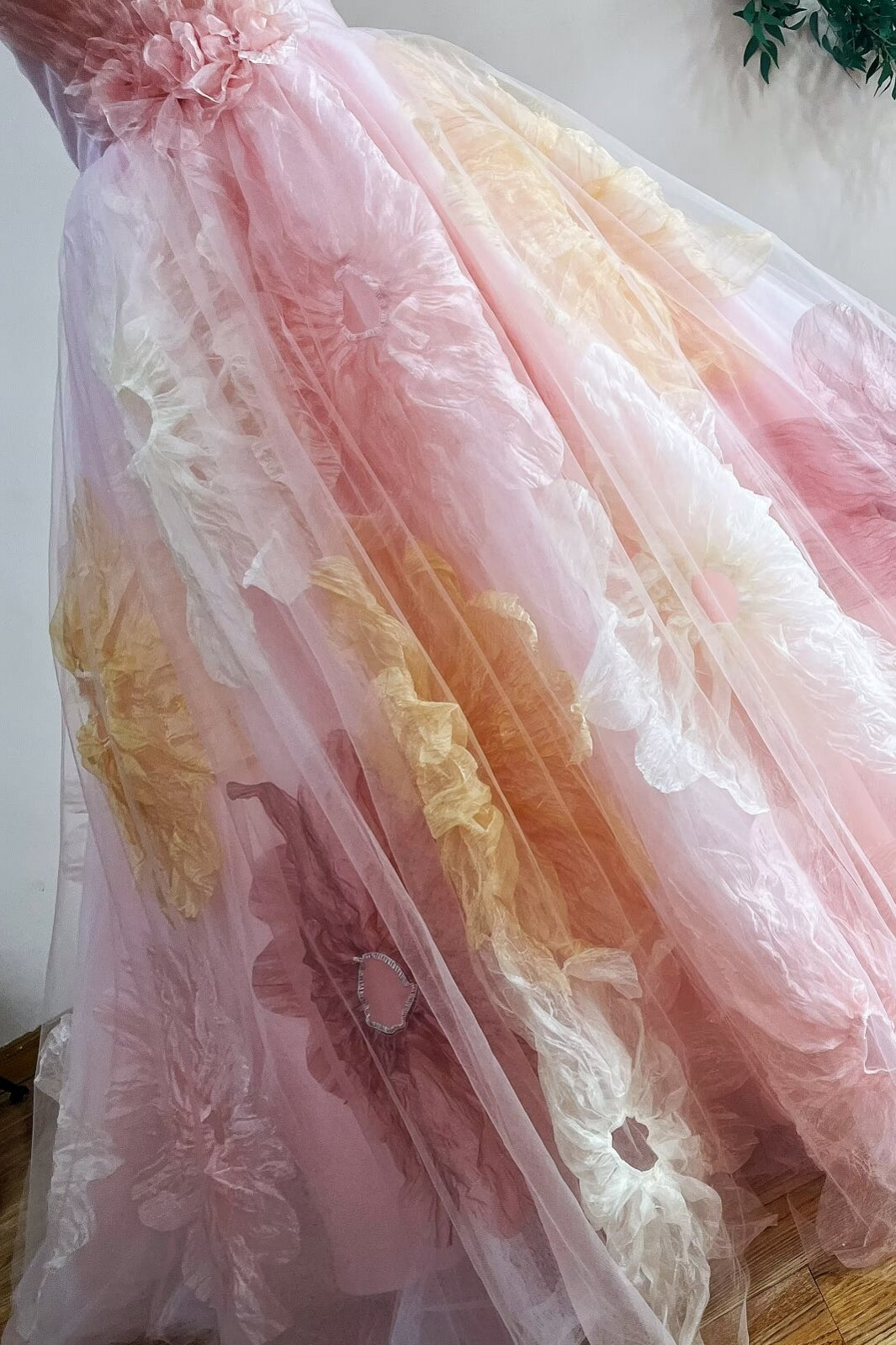 Unique Pink Ball Gown Prom Dress 3D Big Flower TANYA BRIDAL Unique Pink Ball Gown Prom Dress 3D Big Flower TANYA BRIDAL