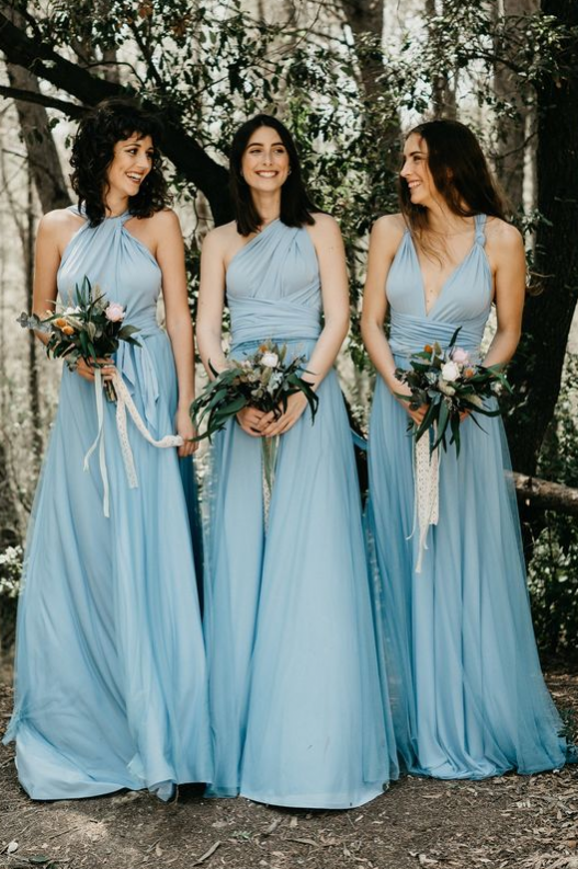 Fairy Long Modest Light Blue Bridesmaid Dresses TANYA BRIDAL Fairy Long Modest Light Blue Bridesmaid Dresses TANYA BRIDAL