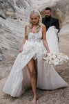 Square Neck A-Line Wedding Dresses Lace Engagement Noivas DW539
