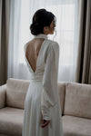 High Neck Backless A Line Silk Satin Wedding Dress