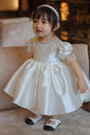 Pretty Satin Ball Gown Flower Girl Dress With Bow Back