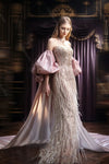 Pink Shine Wedding Cape With Long Train  ZJ311