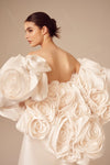 Romantic Mermaid Wedding Dress With Detachable Rose Flower Cape