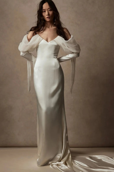 #SWD856 Simple Wedding Dress Off The Shoulder Backless