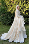 #DZ9445  Taffeta Muslim Wedding Dress Long Sleeves