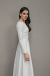 Modest Simple Wedding Dress Full Sleeves Round Neck