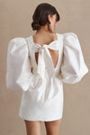 Taffeta Short Mini Wedding Dresss Deep V Puffy Sleeves 24391715