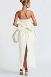 Strapless A Line Satin Homecoming Dress With Bow