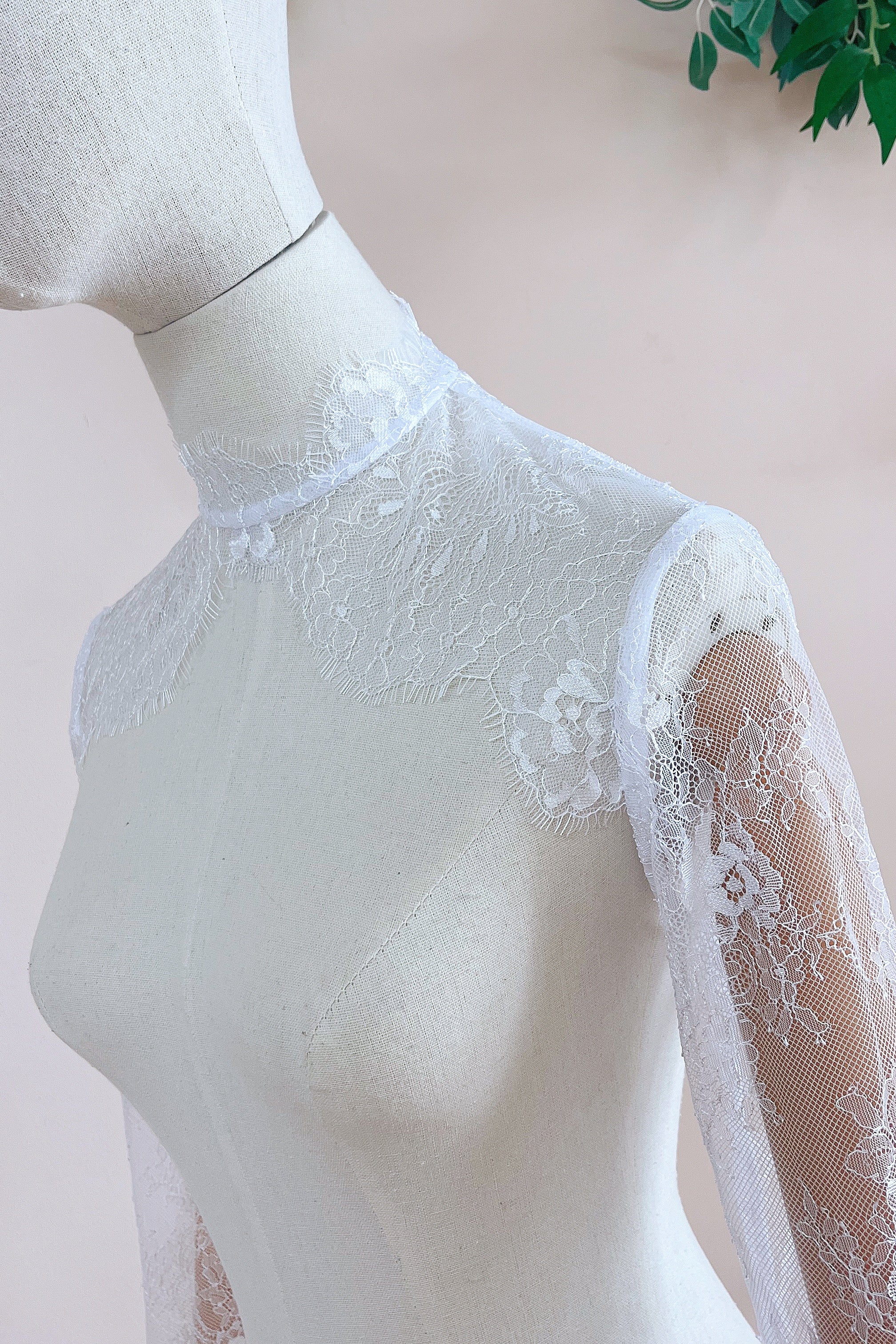 White Elegant High Neck Floral Lace Wedding Bolero Jacket – TANYA BRIDAL