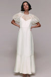 Puff Sleeves Chic V-Neck Simple Bridal Gowns DW775