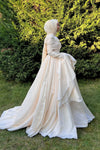 #DZ9445  Taffeta Muslim Wedding Dress Long Sleeves