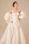 Romantic Mermaid Wedding Dress With Detachable Rose Flower Cape