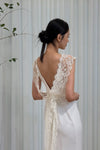 #DZ9308  Simple Wedding Dress With Lace Sash