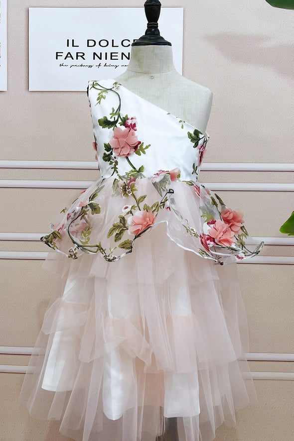 Floral Pink Flower Girl Dresses For Wedding Party Vestido Flores ZF096