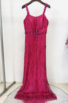 #DZ9392 Fuchsia And Mint Green Long Luxury Women Evening Gown