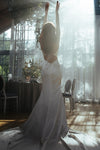 Spaghetti Straps Low Cut Satin Wedding Dress