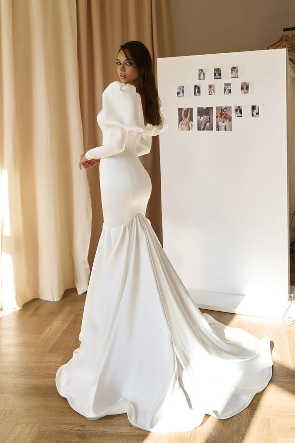 Tanya Bridal Mermaid Long Wedding Dress With Detachable Sleeves