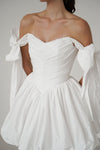 Off White Taffeta Short Wedding Dress / Homecoming Gown Off The Shoulder