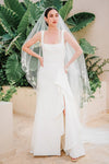 Elegant Angles Wedding Dress Crepe Column