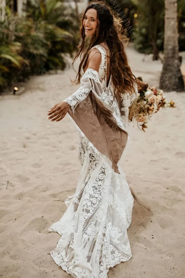 Bohemian Charming Mermaid Lace Wedding Dresses DW584