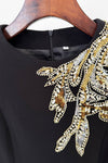 #DZ9379 Long Sleeves Black Champagne Evening Dress With Sequins