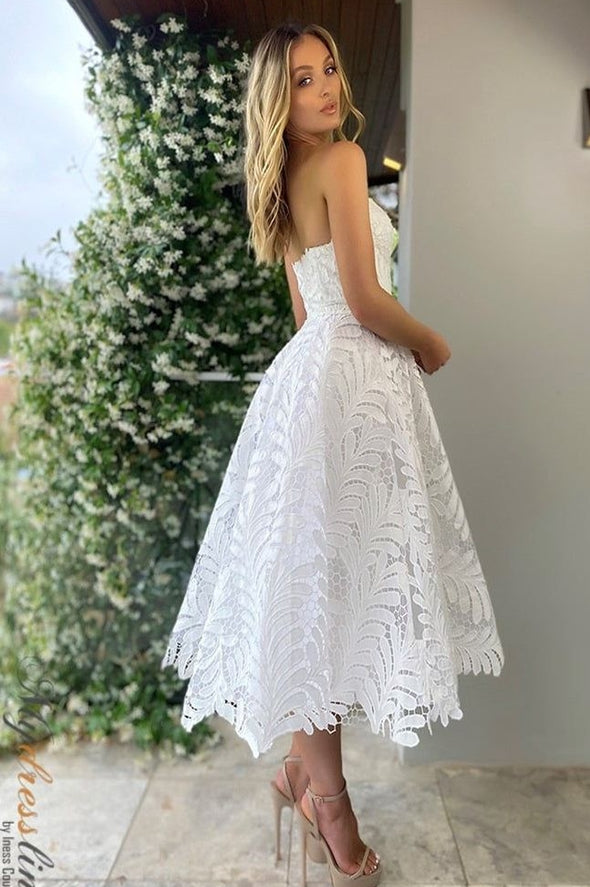 Leaf Lace Homecoming Dress Tea Length